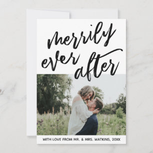 Handwriting on White Merrily Ever After, Photo Holiday Card