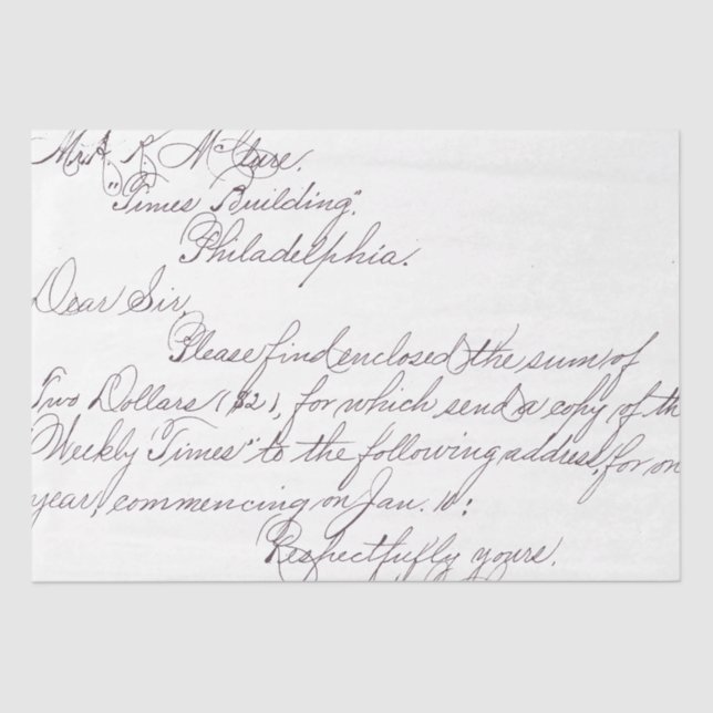 Handwriting Overlay Tissue Paper (Front)