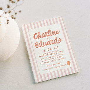 Handwriting Pastel Retro Wedding invitation Card
