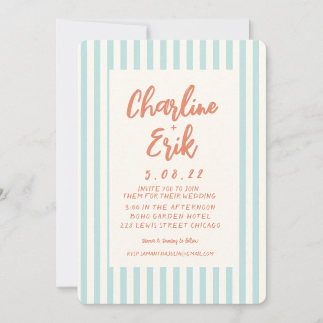 Handwriting Pastel Retro Wedding invitation Card (Front)