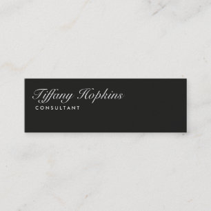 Handwriting Plain Dark Grey Modern Slim Feminine Mini Business Card