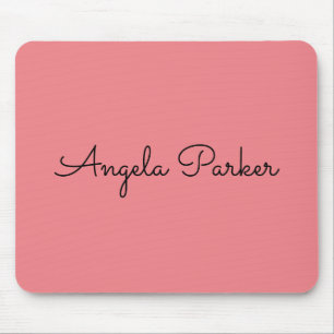 Handwriting Plain Simple Pink Professional Modern Mouse Pad