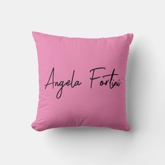 Handwriting Plain Simple Pink Professional Name Cushion (Front)