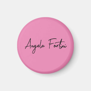 Handwriting Plain Simple Pink Professional Name Magnet