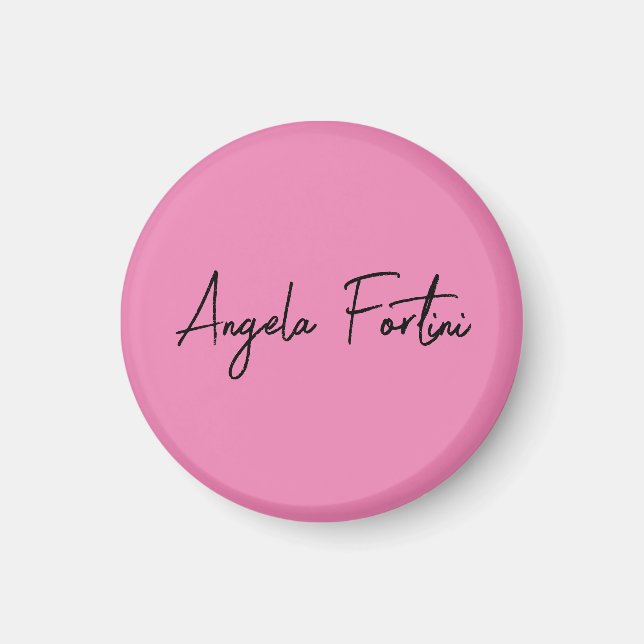 Handwriting Plain Simple Pink Professional Name Magnet (Front)