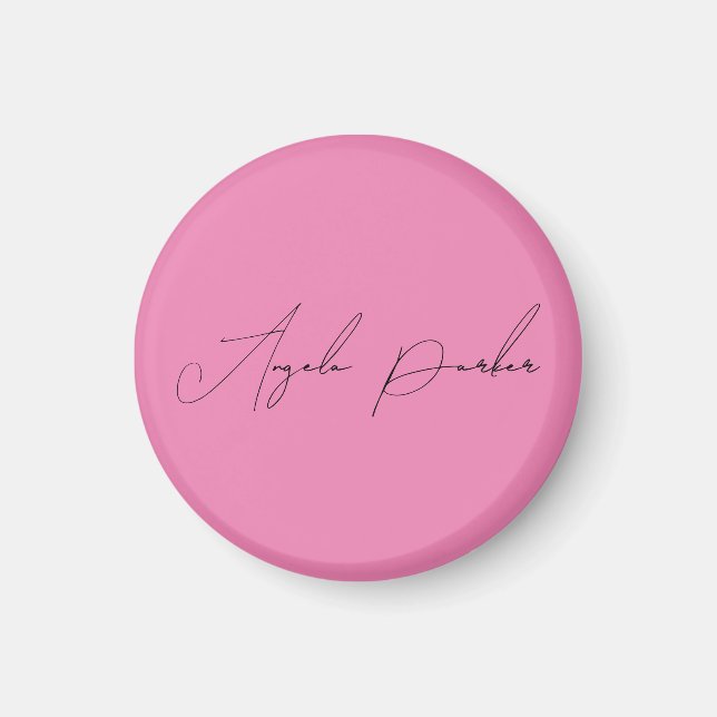 Handwriting Plain Simple Pink Professional Name Magnet (Front)