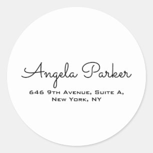 Handwriting Plain Simple White Professional Modern Classic Round Sticker