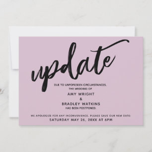 Handwriting Postponed Wedding Mauve Announcement