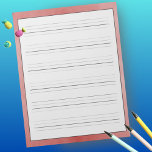 Handwriting Practice Sheets Rustic Red Design Notepad<br><div class="desc">Students and adults can practice both print and cursive handwriting with this full size paper pad with a rustic red design background. Each page includes 6 lines for writing, with an extender descending line for practicing all lower case and upper case letters. Great for homeschool, homework, work, home, and classroom....</div>