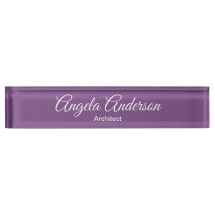 Handwriting Purple Professional Plain Elegant Nameplate