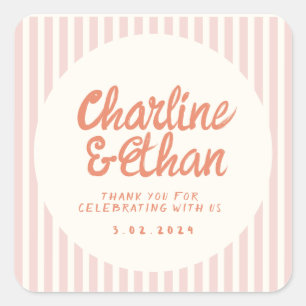 Handwriting RetroWedding Rectangular Sticker