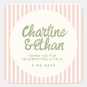 Handwriting RetroWedding Rectangular Sticker