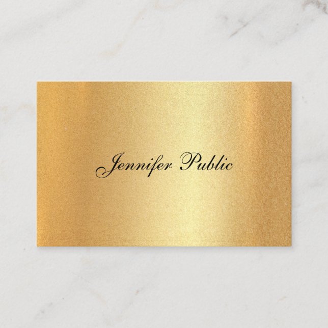 Handwriting Script Elegant Calligraphy Faux Gold Business Card (Front)
