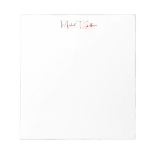 Handwriting Script Elegant Plain Simple Red White Notepad