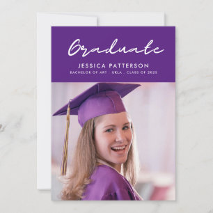 Handwriting Script Graduate Black and White Announcement
