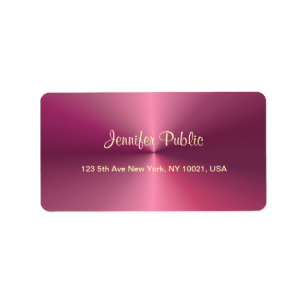 Handwriting Script Metallic Look Pink Template Label