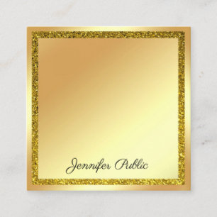 Handwriting Script Modern Gold Glitter Elegant Square Business Card