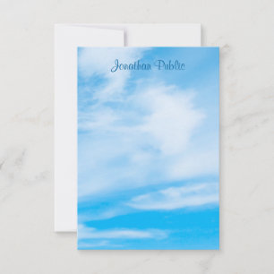 Handwriting Script Name Blue Sky Clouds Template