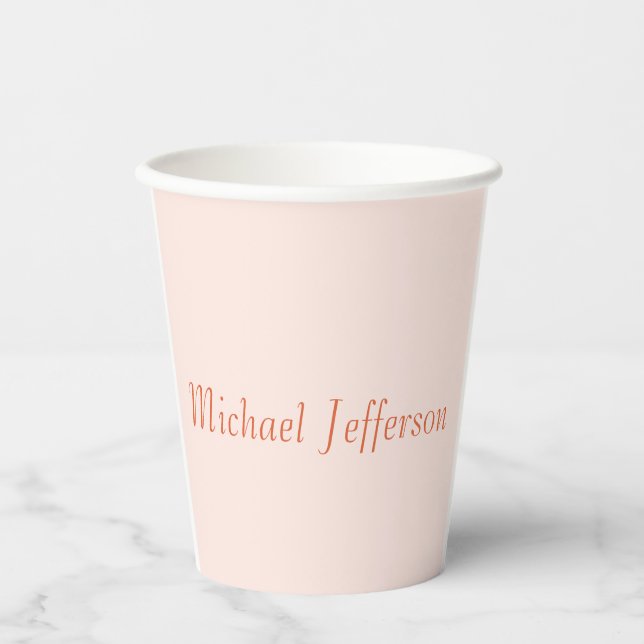 Handwriting Script Name Elegant Plain Simple Paper Cups (Front)