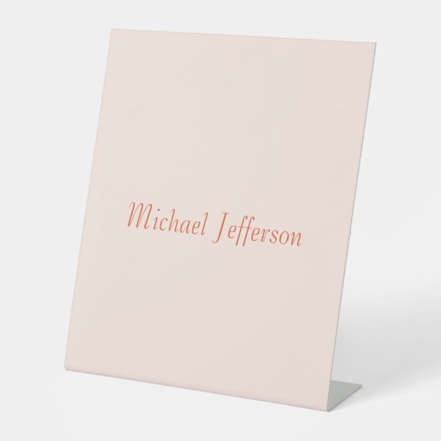 Handwriting Script Name Elegant Plain Simple Pedestal Sign (Front)