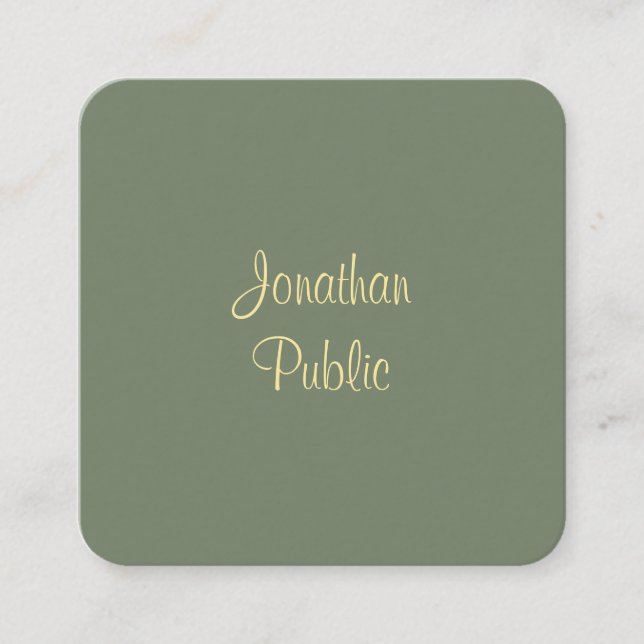Handwriting Script Name Elegant Template Modern Square Business Card (Front)