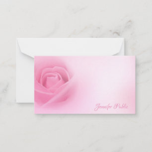 Handwriting Script Name Watercolor Pink Rose Chic Card