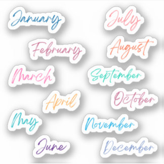Handwriting Script Rainbow Months of the Year