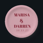 Handwriting Script Red Pink Custom Wedding Paper Plate<br><div class="desc">Serve your guests in style with these personalised wedding paper plates featuring elegant handwriting script in romantic red and pink. Perfect for wedding receptions, bridal showers, rehearsal dinners, and engagement parties, these durable plates add a coordinated touch to your table décor. Customise with your names, initials, or wedding date for...</div>