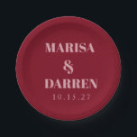 Handwriting Script Red Pink Custom Wedding Paper Plate<br><div class="desc">Serve your guests in style with these personalised wedding paper plates featuring elegant handwriting script in romantic red and pink. Perfect for wedding receptions, bridal showers, rehearsal dinners, and engagement parties, these durable plates add a coordinated touch to your table décor. Customise with your names, initials, or wedding date for...</div>
