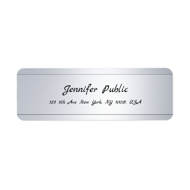 Handwriting Script Text Modern Silver Template (Front)