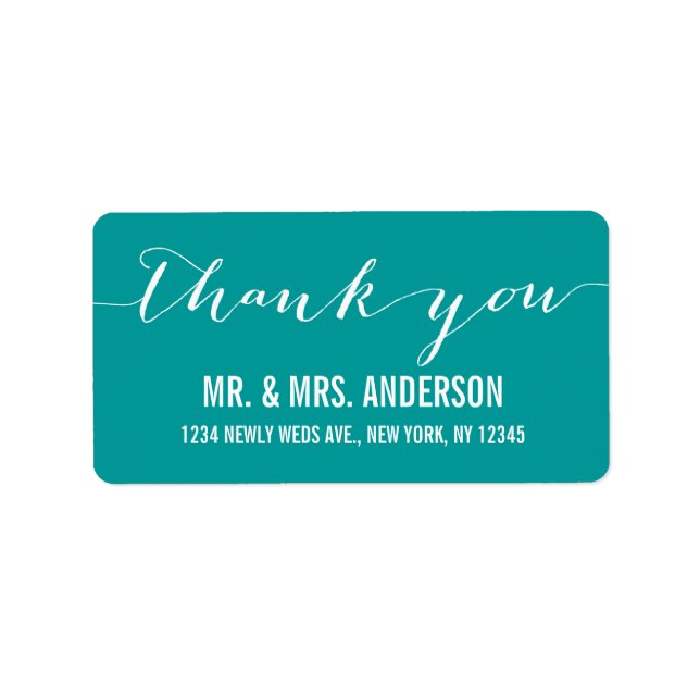 Handwriting Script Wedding Thank You Label (Front)