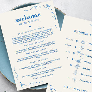Handwriting Script Wedding Welcome Timeline Card