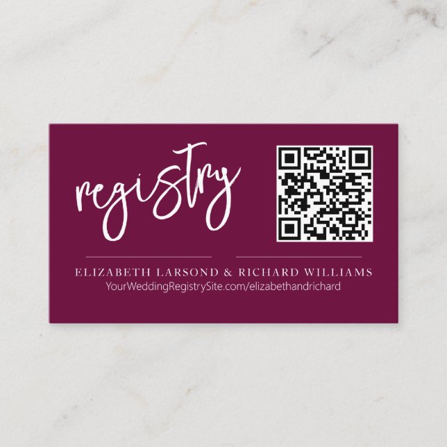 Handwriting Simple Modern Wedding Registry QR Enclosure Card (Front)