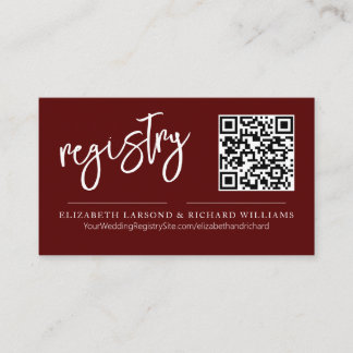 Handwriting Simple Modern Wedding Registry QR Enclosure Card
