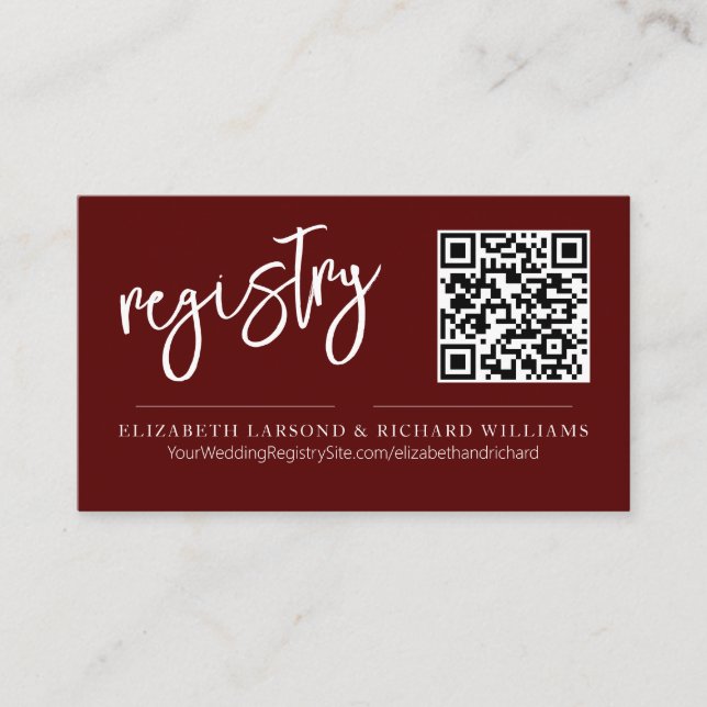 Handwriting Simple Modern Wedding Registry QR Enclosure Card (Front)