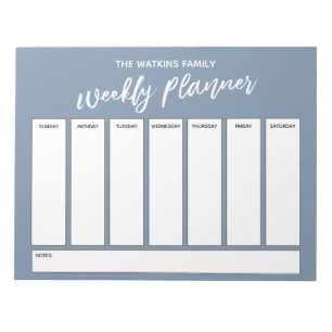 Handwriting Simple Weekly Planner Denim Blue Notepad