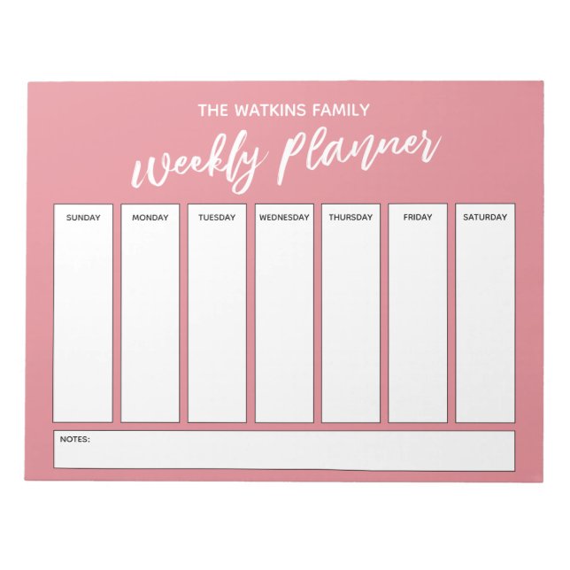 Handwriting Simple Weekly Planner Strawberry Ice Notepad (Front)