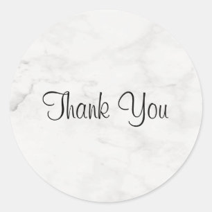 Handwriting Thank You Script Template Marble Chic Classic Round Sticker