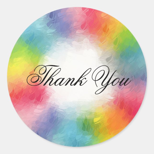 Handwriting Thank You Text Colourful Template Classic Round Sticker (Front)