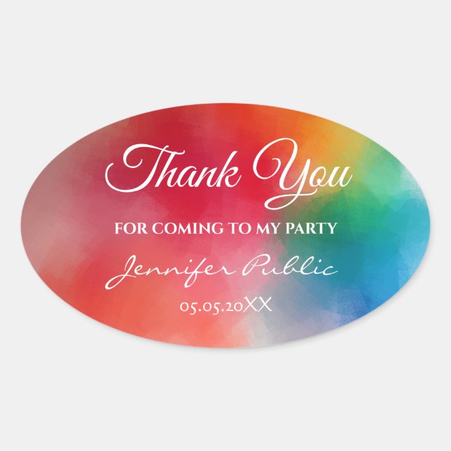 Handwriting Thank You Text Elegant Template Oval Sticker (Front)