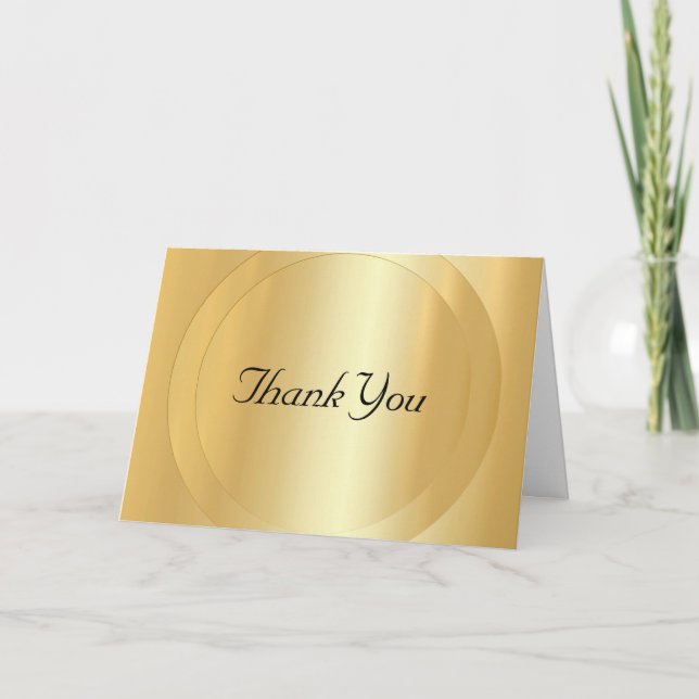 Handwriting Thank You Text Glamour Gold Template (Front)