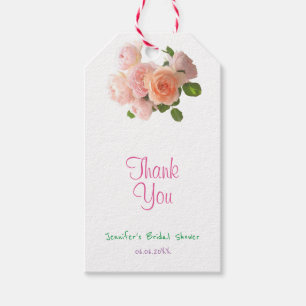 Handwriting Thank You Text Modern Watercolor Roses Gift Tags
