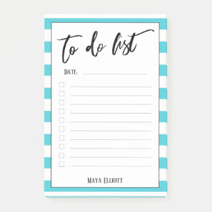 Handwriting To Do List Aqua Stripes, Lined Post-it Notes