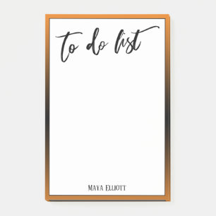 Handwriting To Do List Bright Orange Ombre Border Post-it Notes