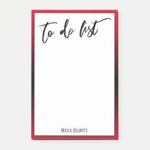 Handwriting To Do List Bright Red Ombre Border Post-it Notes