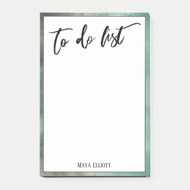 Handwriting To Do List Brown Green Border Post-it Notes (Front)