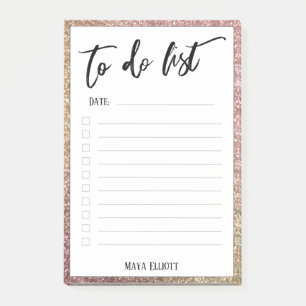 Handwriting To Do List Faux Glitter Ombre Border Post-it Notes