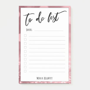Handwriting To Do List Glitter Bokeh Rose Gold Post-it Notes