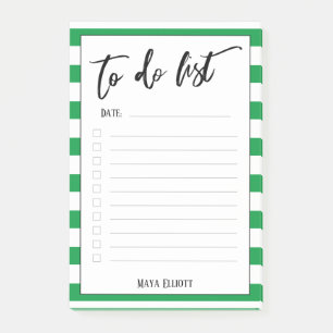 Handwriting To Do List Green Stripes, Lined Post-it Notes