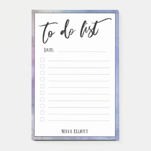 Handwriting To Do List Purple Watercolor Border Post-it Notes
